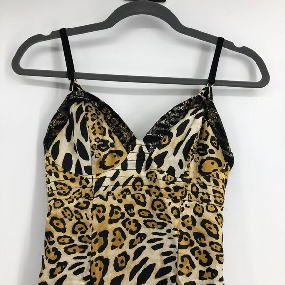 Guess Jeans Leopard  Print V-neck Cami Mini Slip Dress size 3 - Picture 4 of 16